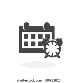 Calendar and clock icon illustration isolated sign symbol. Calendar and clock vector logo. Flat design style. Modern vector pictogram for mobile and web design - stock vector