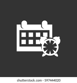 Calendar and clock icon illustration isolated sign symbol. Calendar and clock vector logo. Flat design style. Modern vector pictogram for mobile and web design - stock vector
