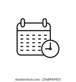Calendar clock icon Isolated flat vector in outline
