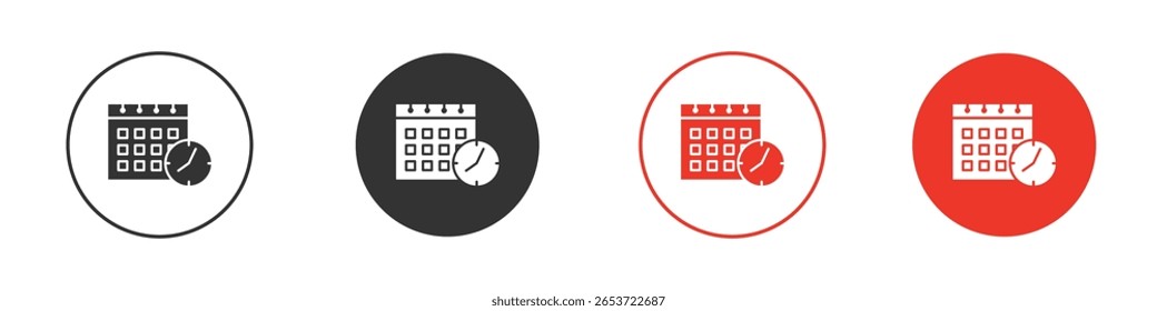 Ícone de relógio de calendário para logotipo, símbolo de sinal de vetor para design