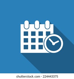 calendar & clock icon with long shadow