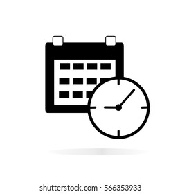 calendar clock  icon on white background. calendar clock sign.
