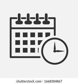 Calendar and clock icon. Schedule, appointment