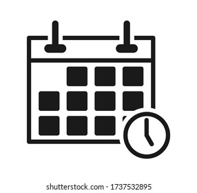 Calendar and clock icon. Schedule, appointment vector illustration color editable on blank background