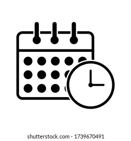 Calendar and clock icon. Schedule, appointment. eps 10