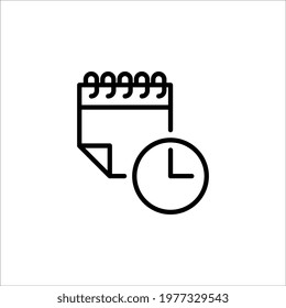 Calendar and clock icon. Schedule, appointment vector illustration on white background. color editable