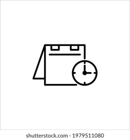 Icono de calendario y reloj. Programación, cita ilustración vectorial sobre fondo blanco. modificable por color