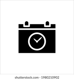 Calendar and clock icon. Schedule, appointment vector illustration on white background. color editable