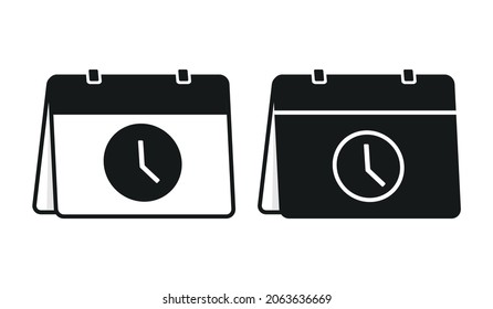 Calendar with clock icon. Schedule symbol. Illustration vector.