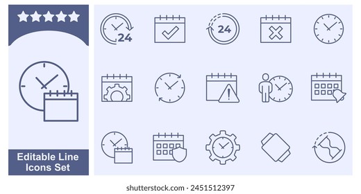 calendar and clock icon set. Time and clock symbol template for graphic and web design collection logo vector illustration