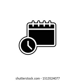 Calendar, clock icon. Simple glyph, flat vector of time icons for ui and ux, website or mobile application