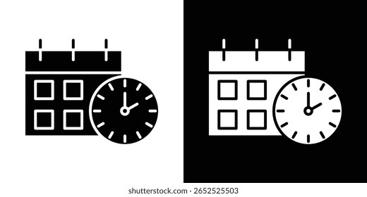 Calendar clock icon symbol collection. Flat vector stock illustration.
