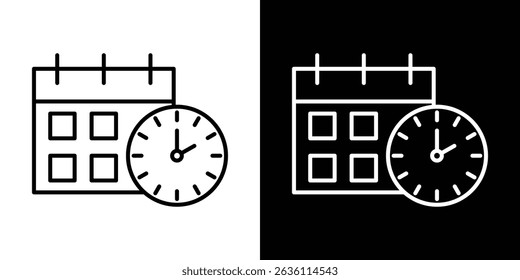 Concepto de símbolo de icono de reloj de calendario para Diseño gráfico, Sitio web, interfaz de usuario. EPS