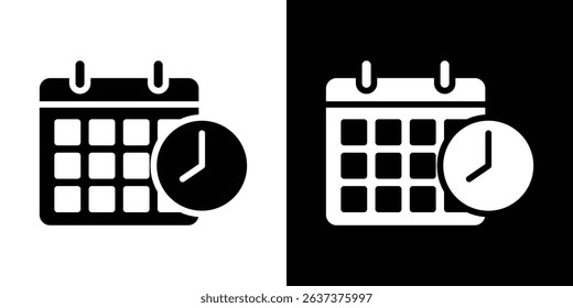 Calendar clock icon symbols. Vector illustration.