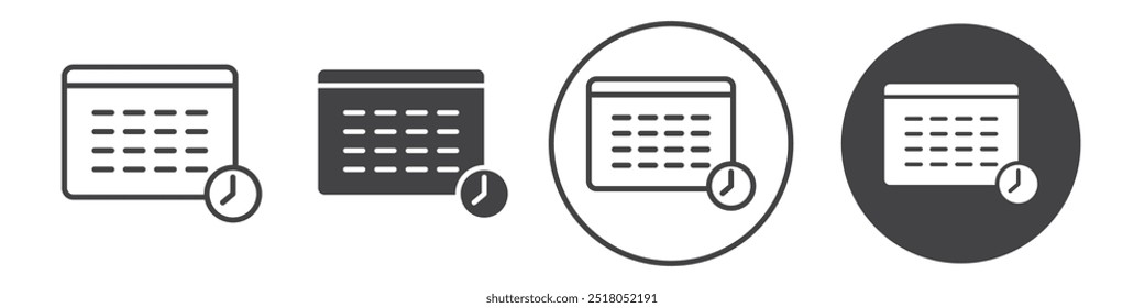 Calendar clock icon thin line illustration
