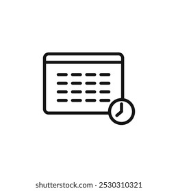 Calendar clock icon Thin line art isolated