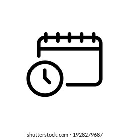 Calendar and clock icon. Time and date symbol. Outline vector illustration