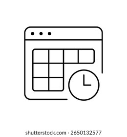Calendário com Ícone de Relógio: Símbolo de Interface de Gerenciamento de Tempo, Programação de Eventos e Planejamento de Compromissos