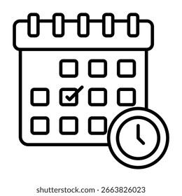 Kalender mit Uhr, Symbol des Zeitplans