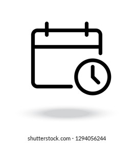 calendar with clock  Icon Vector