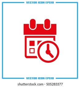 calendar and clock icon vector EPS 10, abstract sign  flat design,  illustration modern isolated badge for website or app - stock info graphics