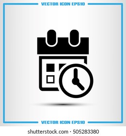 calendar and clock icon vector EPS 10, abstract sign  flat design,  illustration modern isolated badge for website or app - stock info graphics