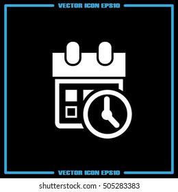 calendar and clock icon vector EPS 10, abstract sign  flat design,  illustration modern isolated badge for website or app - stock info graphics