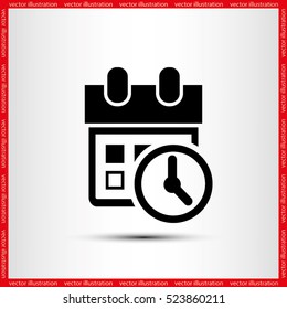 calendar and clock icon vector EPS 10, abstract sign  flat design,  illustration modern isolated badge for website or app - stock info graphics