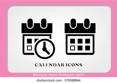 calendar and clock icon vector EPS 10, abstract sign  flat design,  illustration modern isolated badge for website or app - stock info graphics