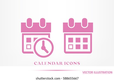 calendar and clock icon vector EPS 10, abstract sign  flat design,  illustration modern isolated badge for website or app - stock info graphics