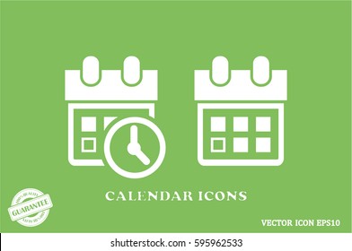 calendar and clock icon vector EPS 10, abstract sign  flat design,  illustration modern isolated badge for website or app - stock info graphics