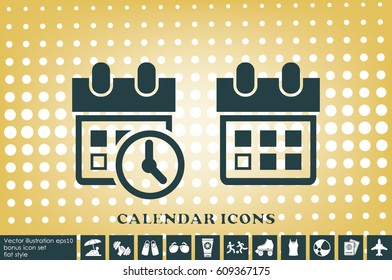 calendar and clock icon vector EPS 10, abstract sign  flat design,  illustration modern isolated badge for website or app - stock info graphics