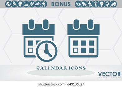 calendar and clock icon vector EPS 10, abstract sign  flat design,  illustration modern isolated badge for website or app - stock info graphics