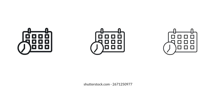 Icono de reloj de calendario Ilustración vectorial eps. Ilustraciones de esquema de Vector