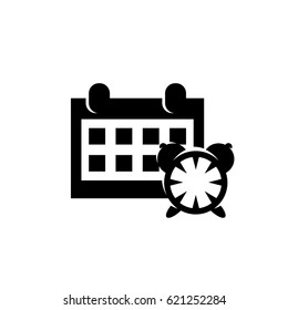 Calendar and clock icon. Vector logo illustration isolated sign symbol