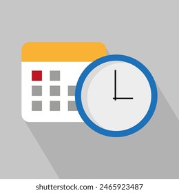 Calendar and clock icon vector. Time management and scheduling concept illustration. Deadline and appointment graphic.