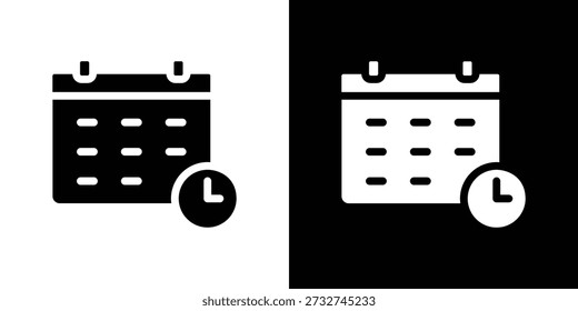 Calendar clock icon for web design. solid vector icons