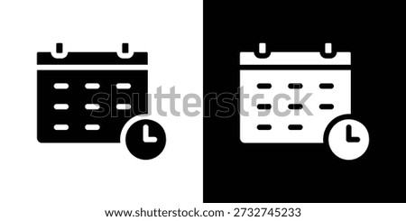 Calendar clock icon for web design. solid vector icons