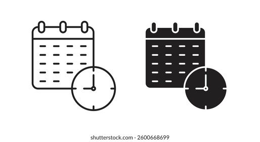 Calendar clock icons graphics set vectors