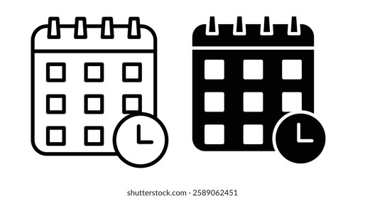 Calendar clock icons thin line illustrations designs