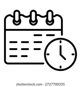 Ilustración de calendario y reloj para programación y administración de tiempo aislado en fondo transparente