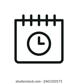 Calendar clock isolated icon, delay date vector icon with editable stroke