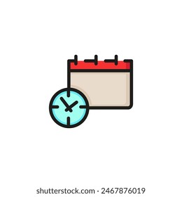 Kalender mit Uhrzeigersymbol. Pass auf, Tag, Zeit. Planungskonzept. Kann für Themen wie Termin, Planung, Termin verwendet werden