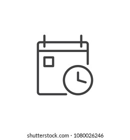 Calendar with clock outline icon. linear style sign for mobile concept and web design. Date and time simple line vector icon. Symbol, logo illustration. Pixel perfect vector graphics