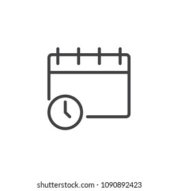 Calendar and clock outline icon. linear style sign for mobile concept and web design. Date and time simple line vector icon. Deadline symbol, logo illustration. Pixel perfect vector graphics