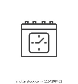 Calendar clock outline icon. linear style sign for mobile concept and web design. Time Schedule simple line vector icon. Symbol, logo illustration. Pixel perfect vector graphics