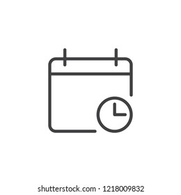 Calendar with clock outline icon. linear style sign for mobile concept and web design. Date time simple line vector icon. Symbol, logo illustration. Pixel perfect vector graphics