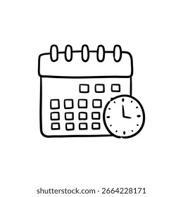 Calendario con superposición de reloj que representa la gestión de la hora y la fecha