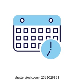 Calendar with Clock related vector icon. Isolated on white background. Vector illustration