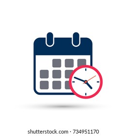 Calendar and Clock reminder icon. Vector isolated illustration.